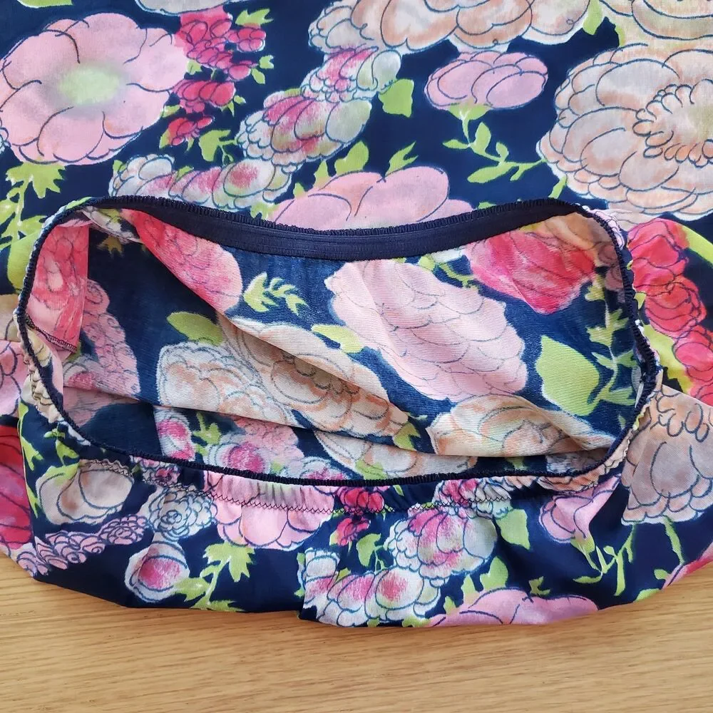 Vintage 60s Vassarette Navy Floral Slip Skirt - Picture 6 of 8